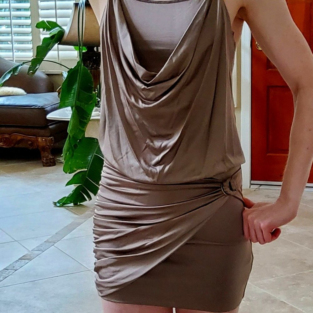 Guess XS Taupe Gold Party Dress